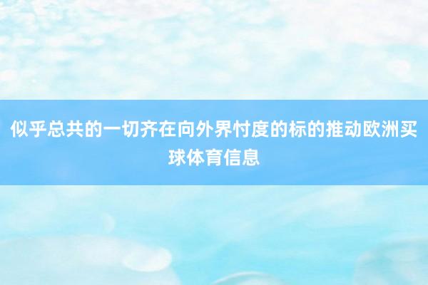 似乎总共的一切齐在向外界忖度的标的推动欧洲买球体育信息